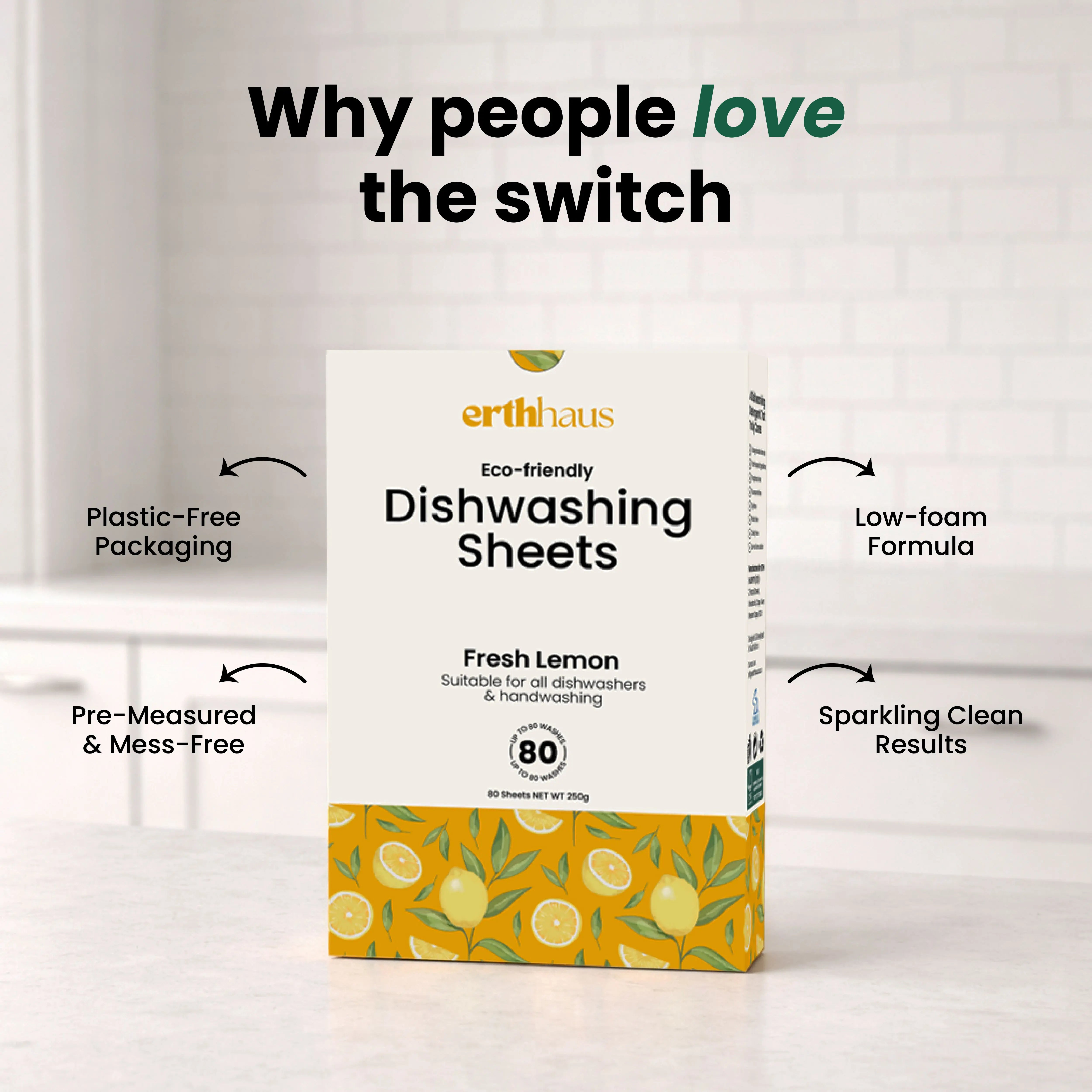 Erthhaus Eco-Friendly Dishwasher Sheets (80 washes)